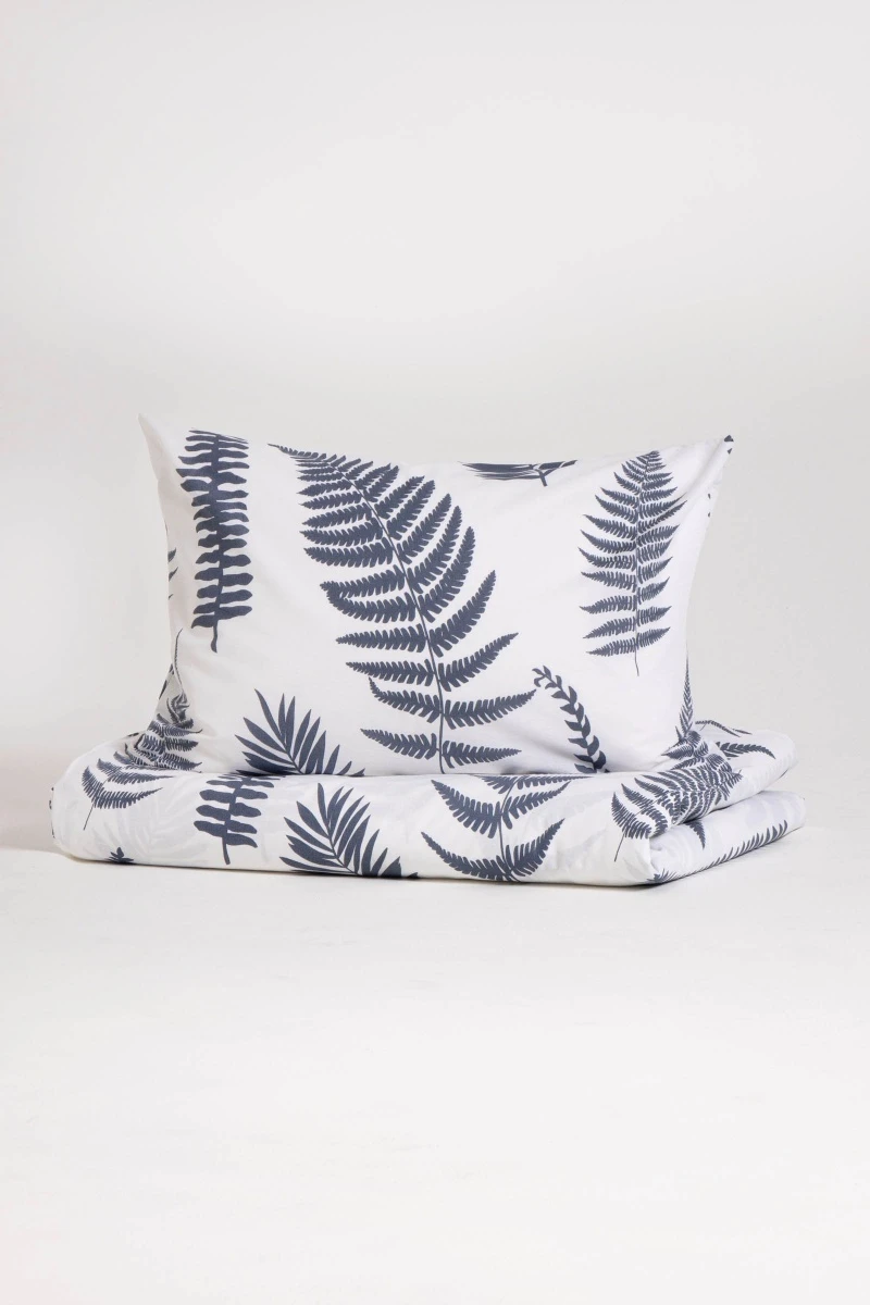 1 + 2 Пододеяльник и 2 наволочки поплин "Папоротник" белый, 50х70 см ("ГОС")