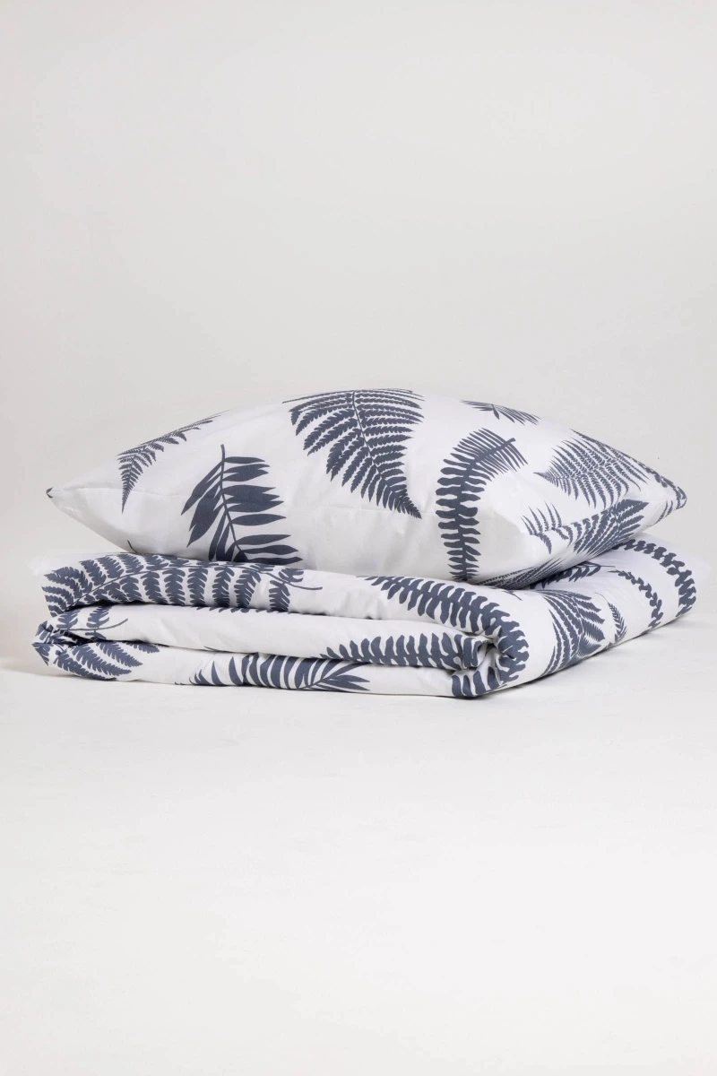 1 + 2 Пододеяльник и 2 наволочки поплин "Папоротник" белый, 50х70 см ("ГОС")