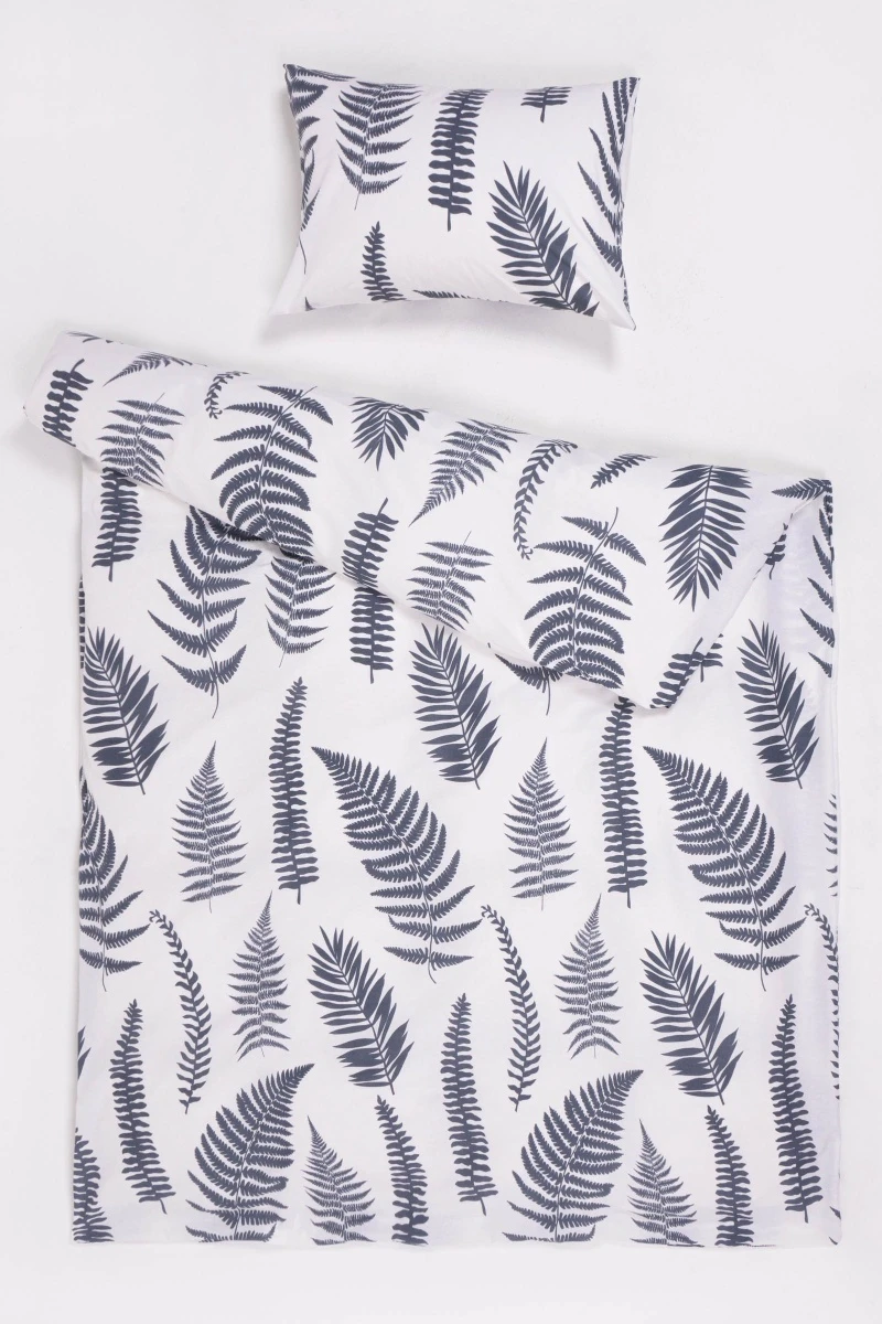 1 + 1 Пододеяльник и наволочка поплин "Папоротник" белый, 50х70 см ("ГОС")