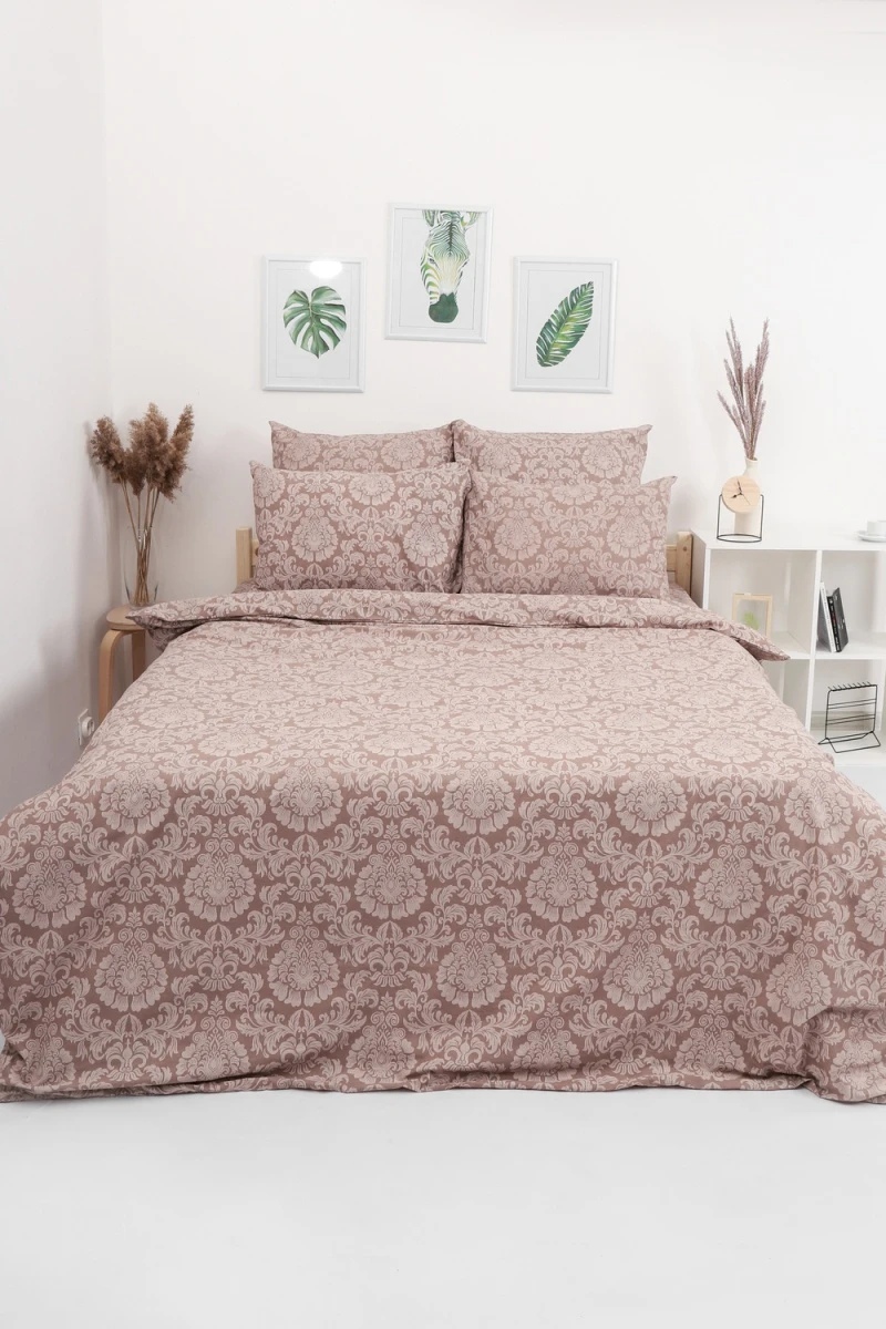 Простыня на резинке перкаль Ренессанс (коричневый)