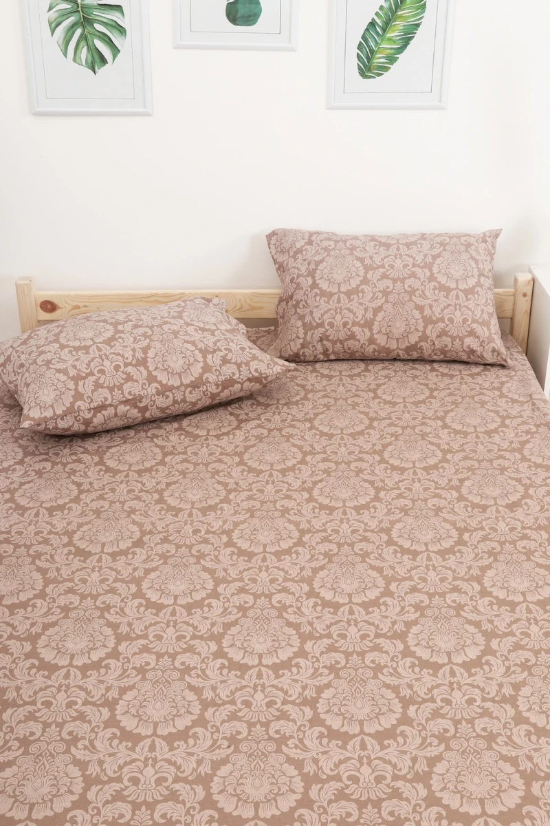 Простыня на резинке перкаль Ренессанс (коричневый)