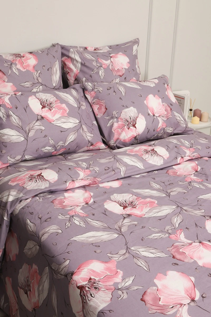 Простыня на резинке бязь ГОСТ Азалия (фиолетовый)