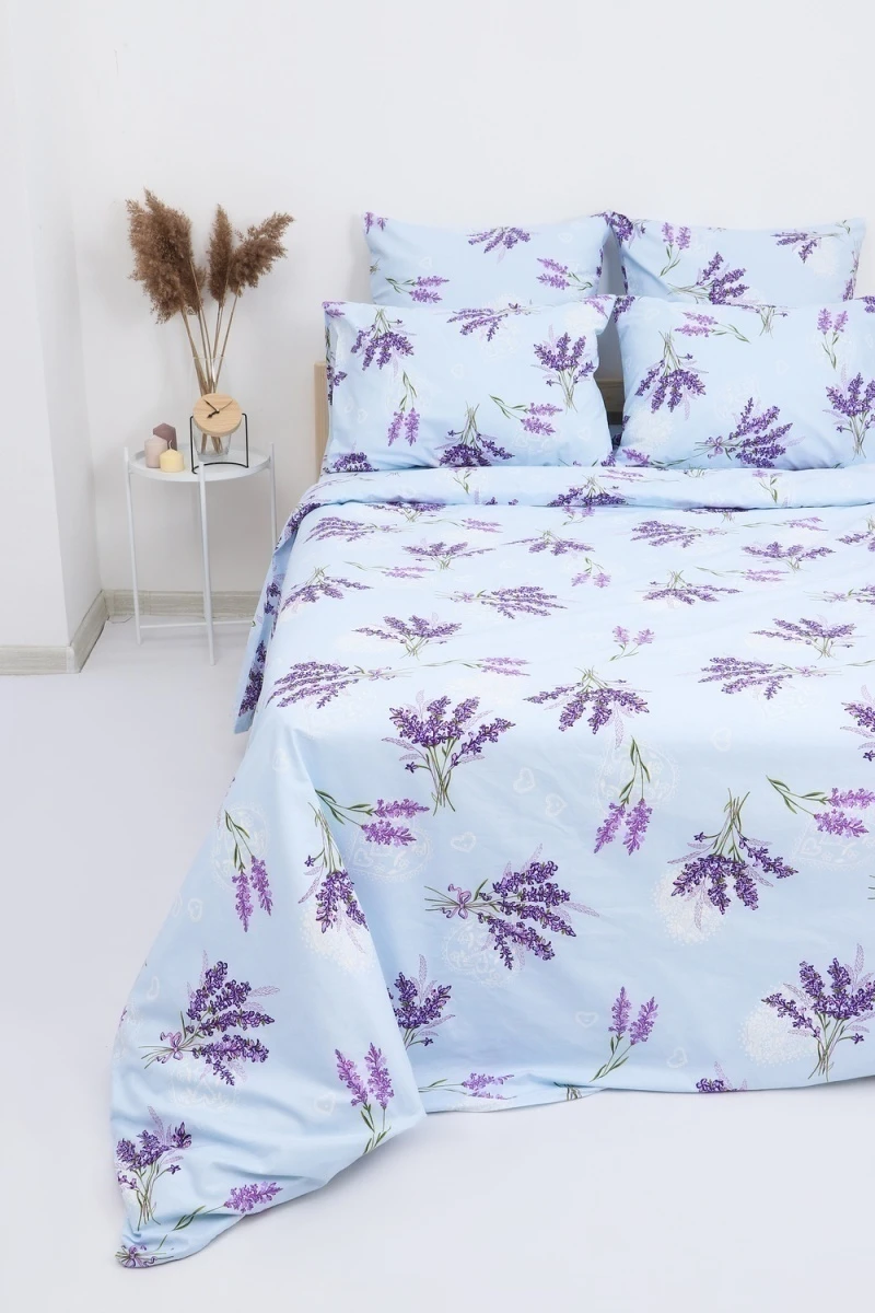 Простыня на резинке бязь ГОСТ Лаванда (светло-голубой)