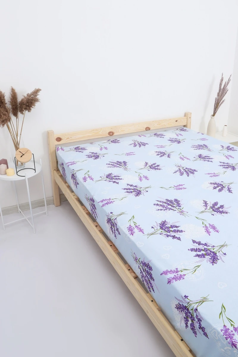 Простыня на резинке бязь ГОСТ Лаванда (светло-голубой)