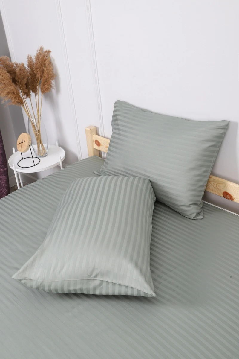 Простыня на резинке из страйп-сатина Комфорт (фисташковый)