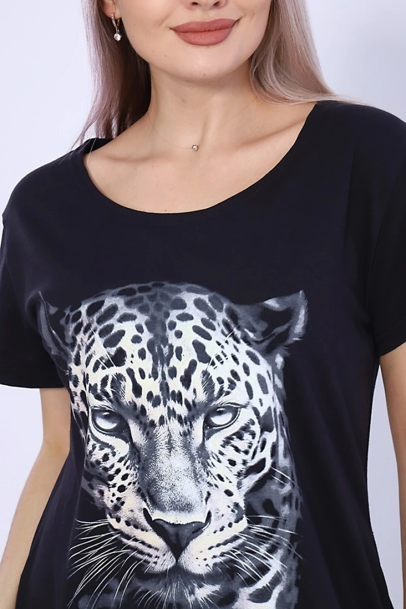 Платье женское - Леопард - 738 - черный