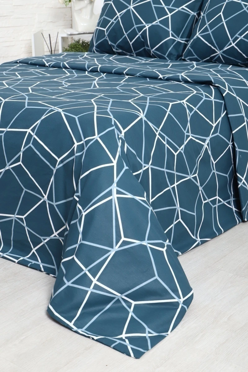 Простыня на резинке перкаль Квест (морская волна)