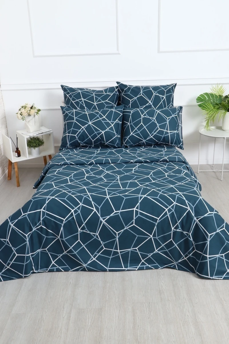 Простыня на резинке перкаль Квест (морская волна)