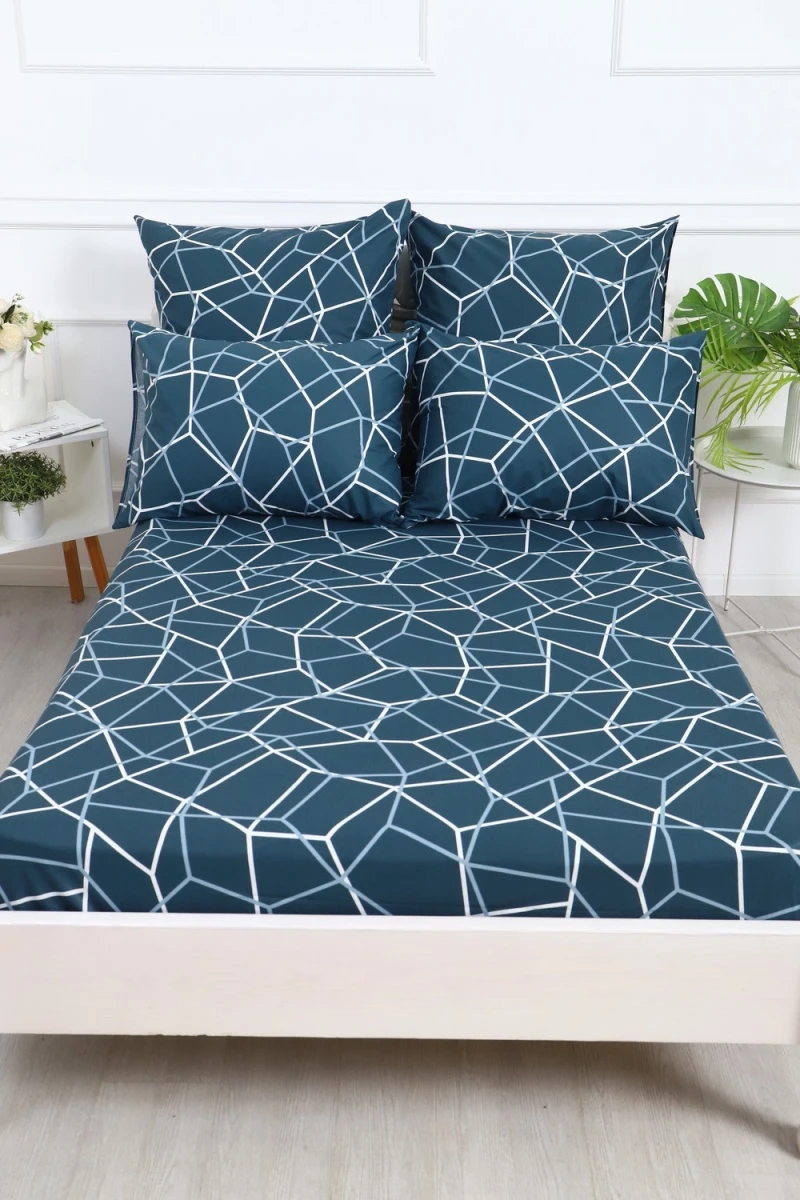 Простыня на резинке перкаль Квест (морская волна)