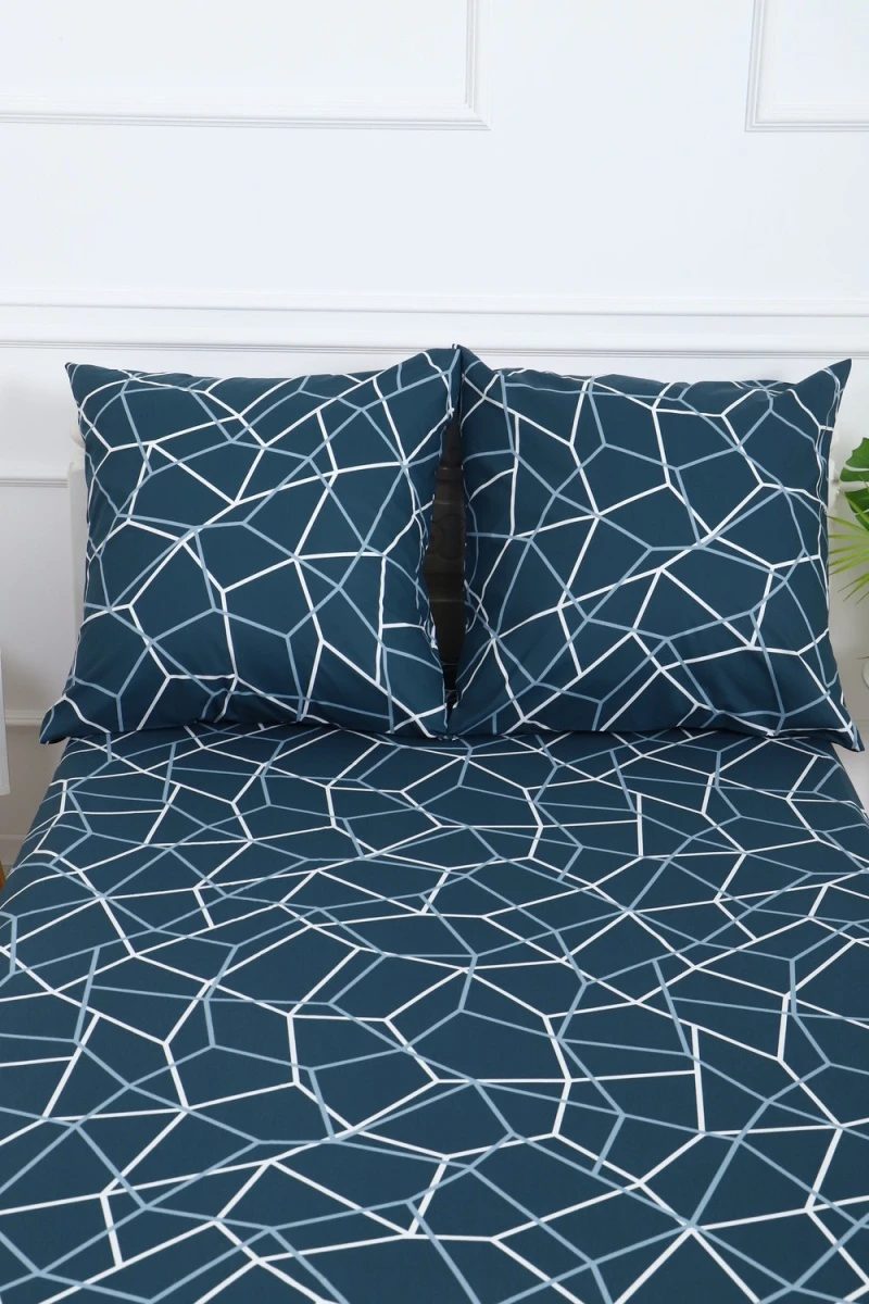 Простыня на резинке перкаль Квест (морская волна)