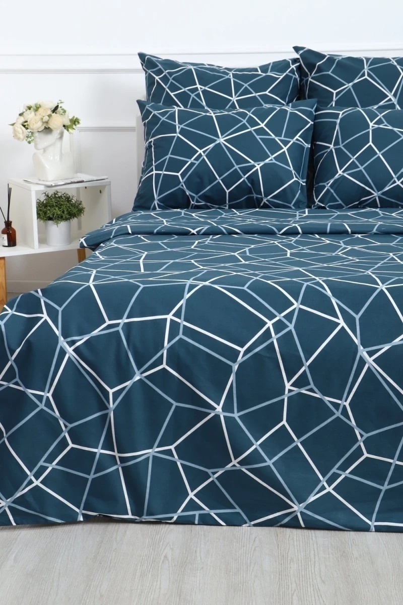 Простыня на резинке перкаль Квест (морская волна)