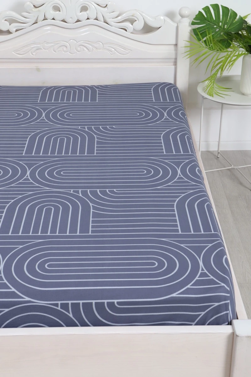 Простыня на резинке перкаль Пятый элемент (серый)