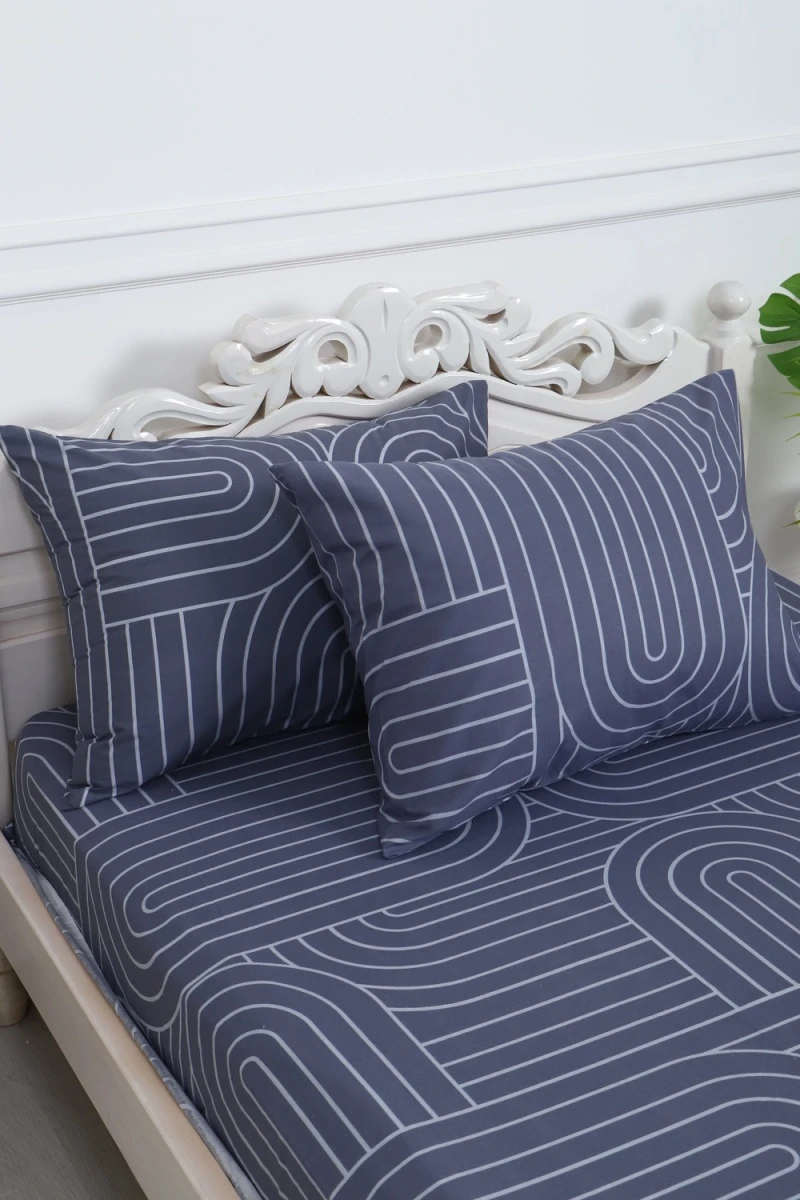 Простыня на резинке перкаль Пятый элемент (серый)