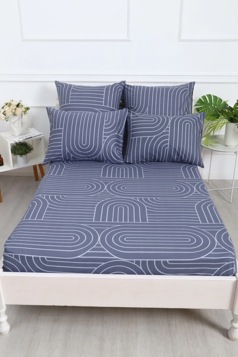 Простыня на резинке перкаль Пятый элемент (серый)