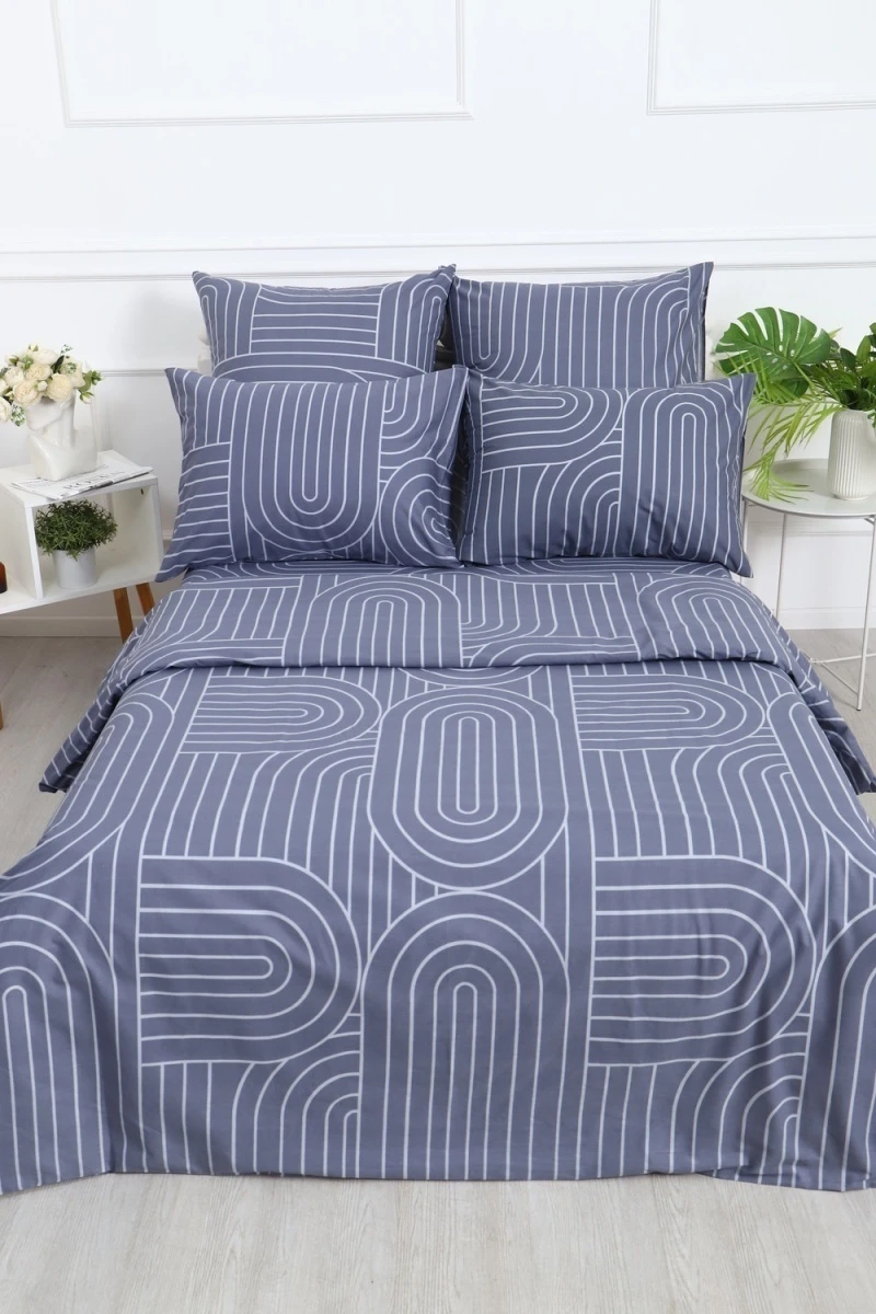 Простыня на резинке перкаль Пятый элемент (серый)