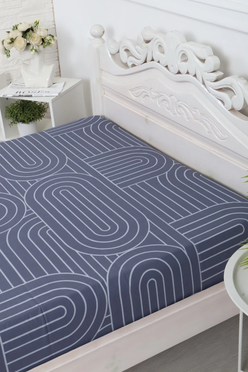 Простыня на резинке перкаль Пятый элемент (серый)