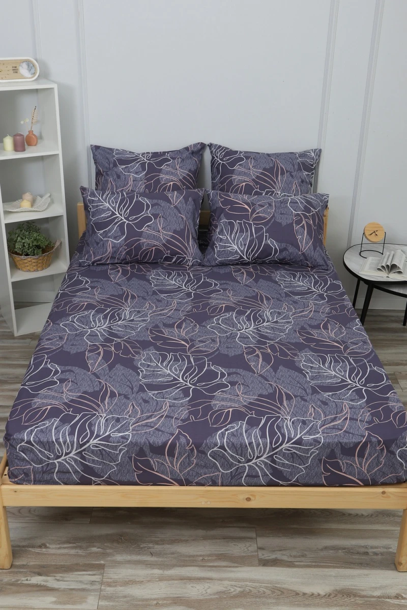 Простыня на резинке перкаль Мираж (темно-синий)