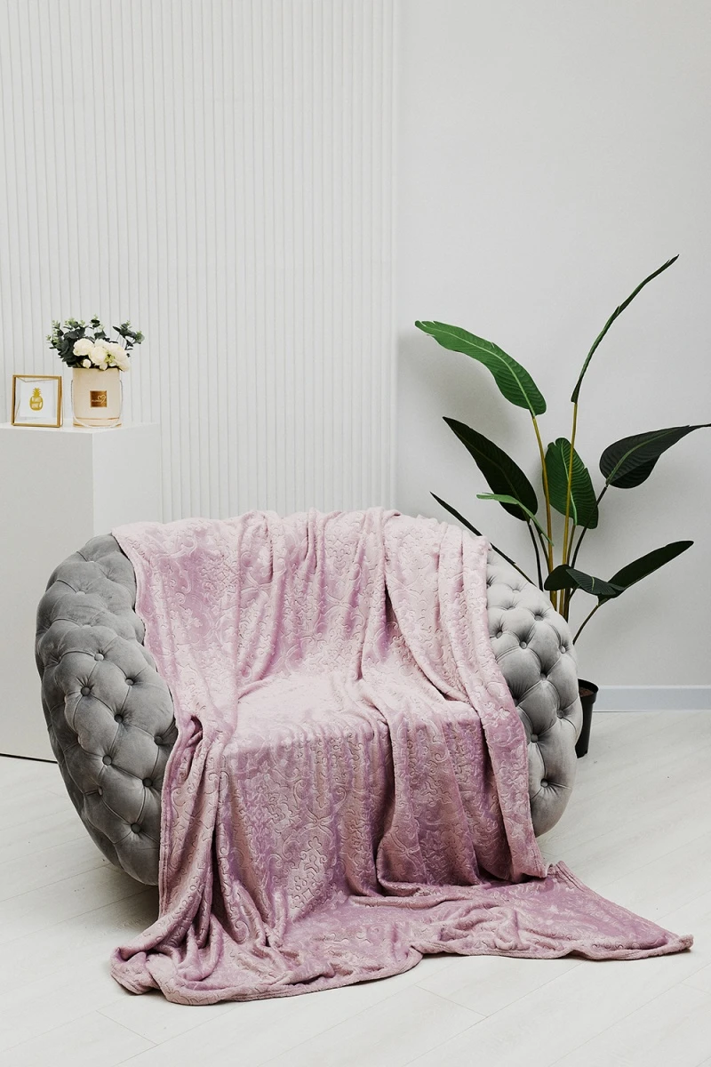 Плед велсофт ST-358 Узор-Сирень (сиреневый)