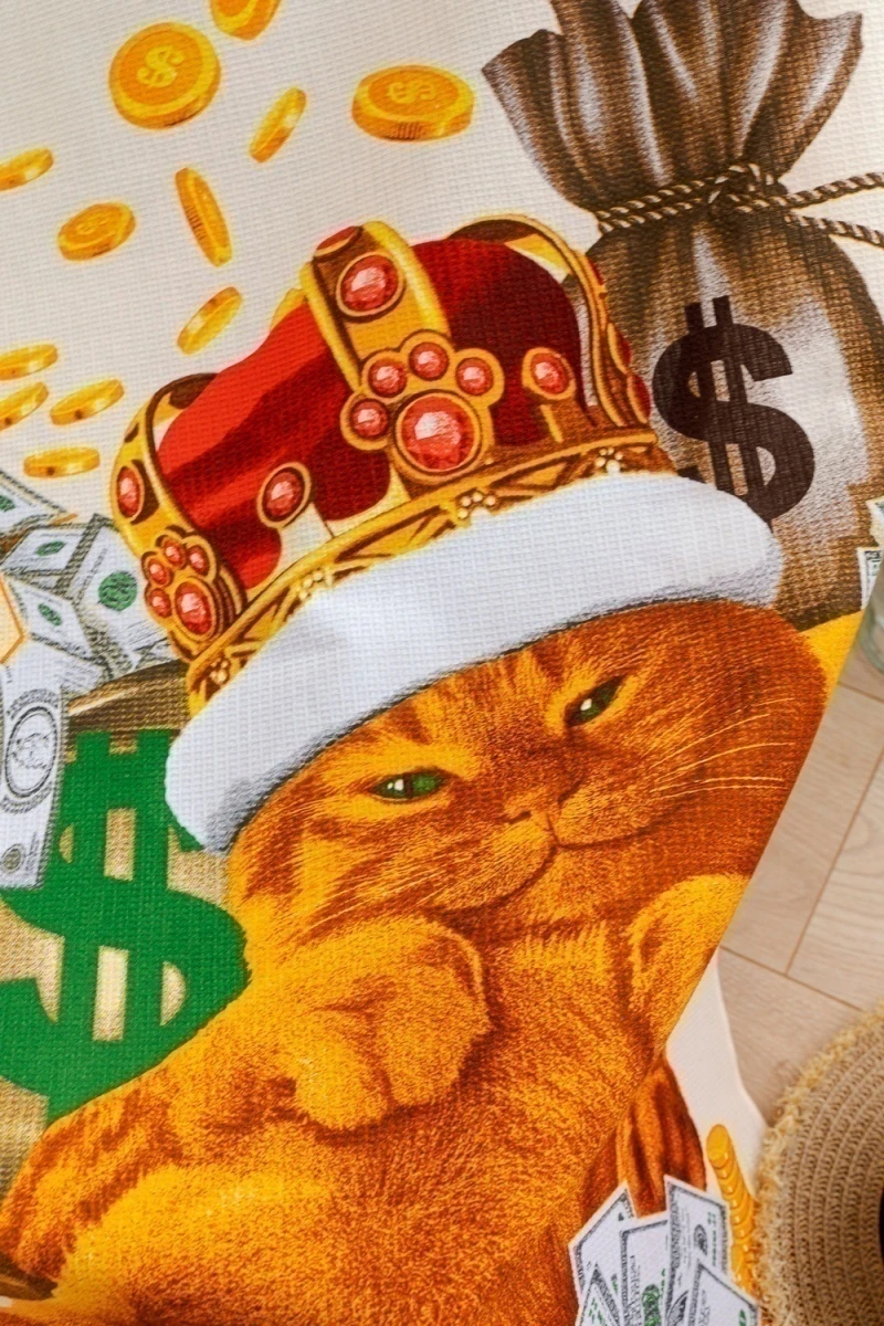 Полотенце Денежный кот (бежевый)