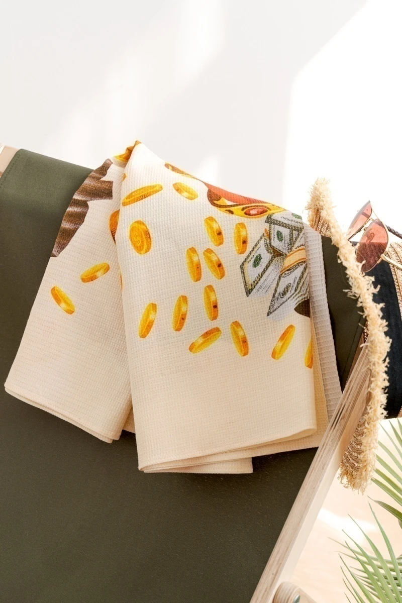 Полотенце Денежный кот (бежевый)