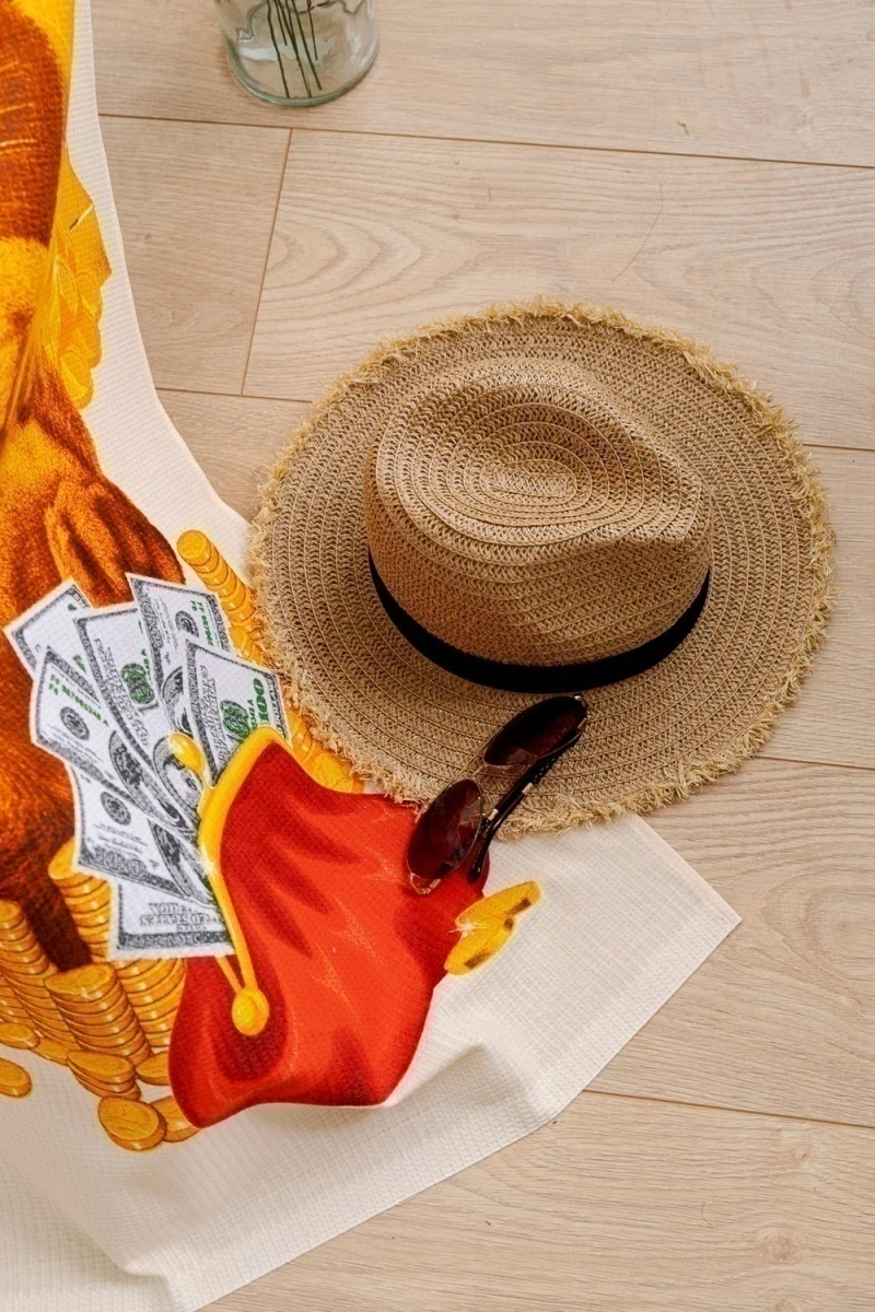 Полотенце Денежный кот (бежевый)