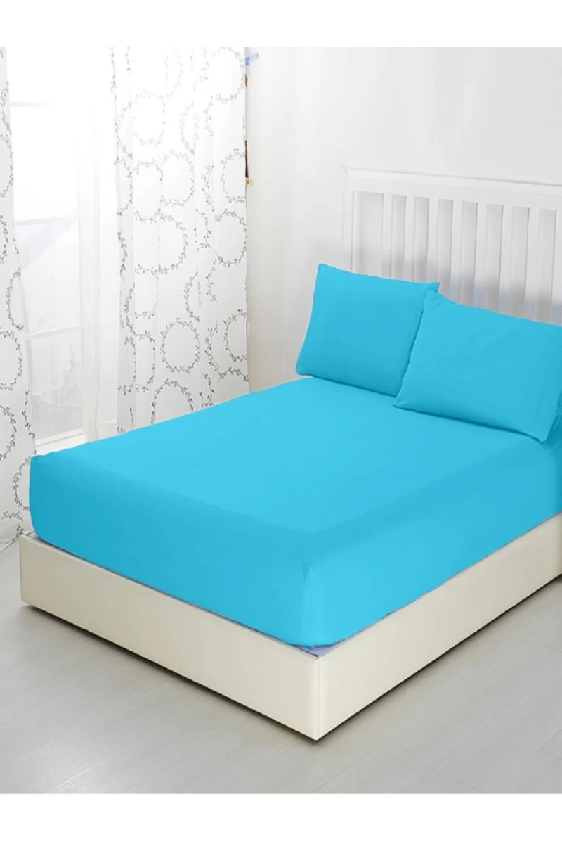 Простыня трикотажная на резинке (бирюзовый)