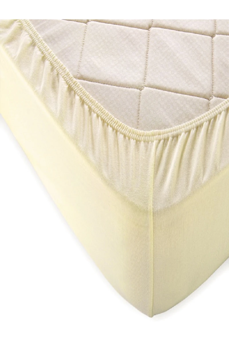 Простыня трикотажная на резинке (кремовый)