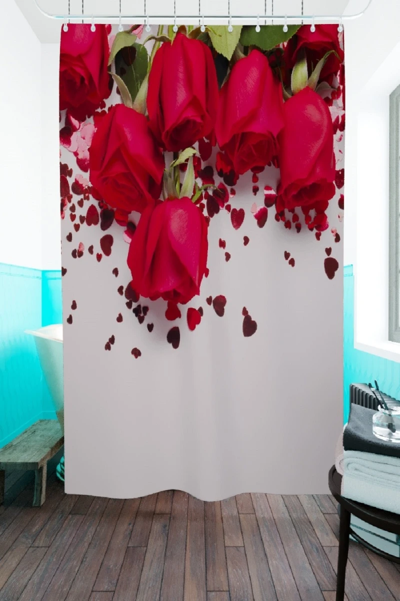 Шторы для ванной 10722 (красный)