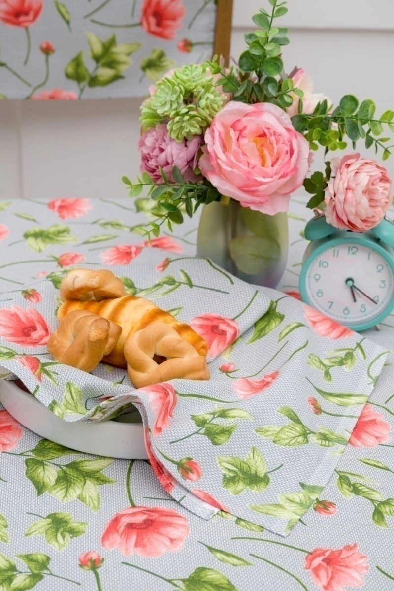 Полотенце кухонное Маки набор из 3шт (серый)
