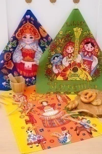 Полотенце кухонное Матрешки (желтый/зеленый)