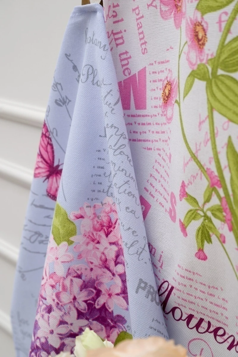 Полотенце кухонное Цветы и письма (серо-голубой)