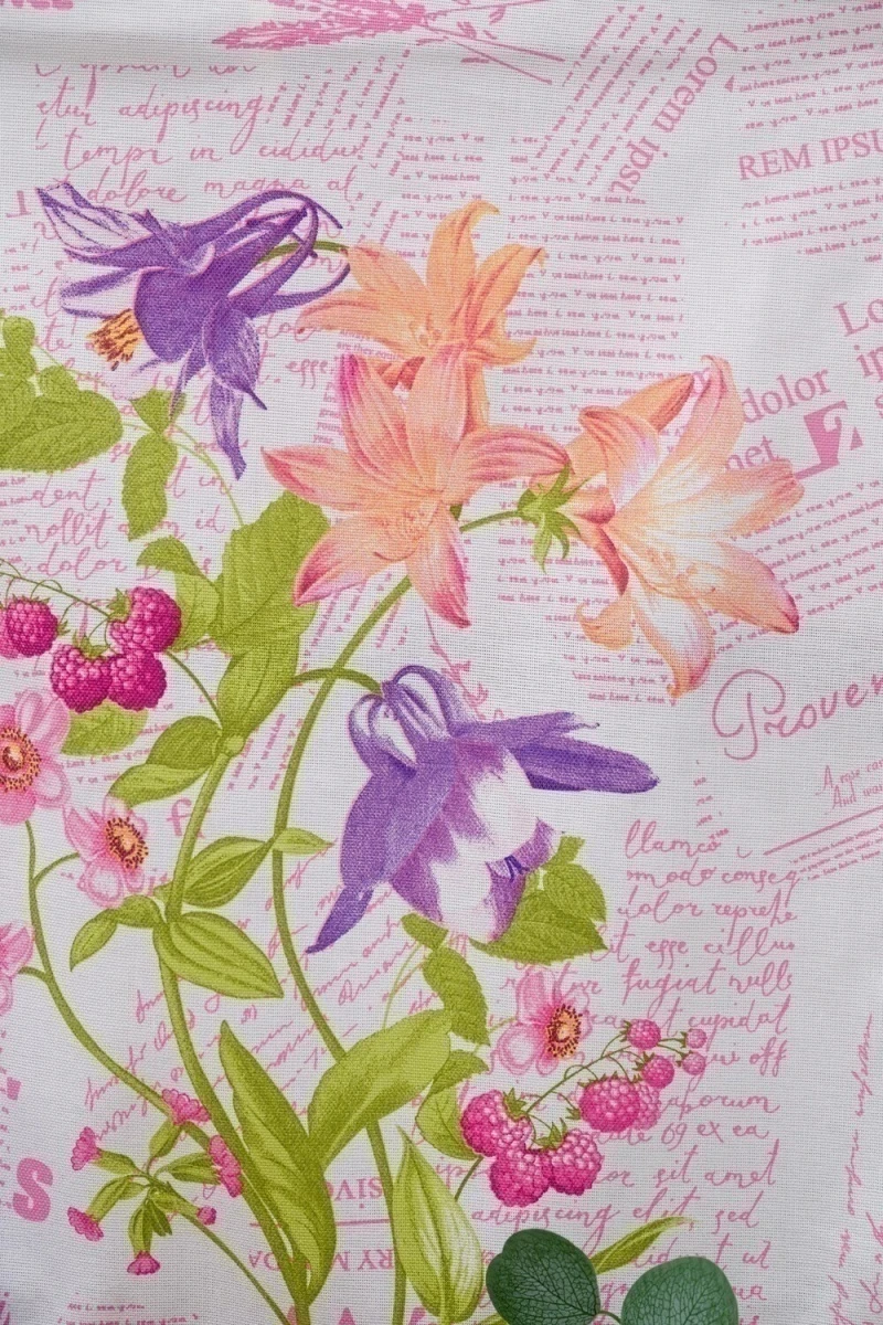 Полотенце кухонное Цветы и письма (серо-голубой)