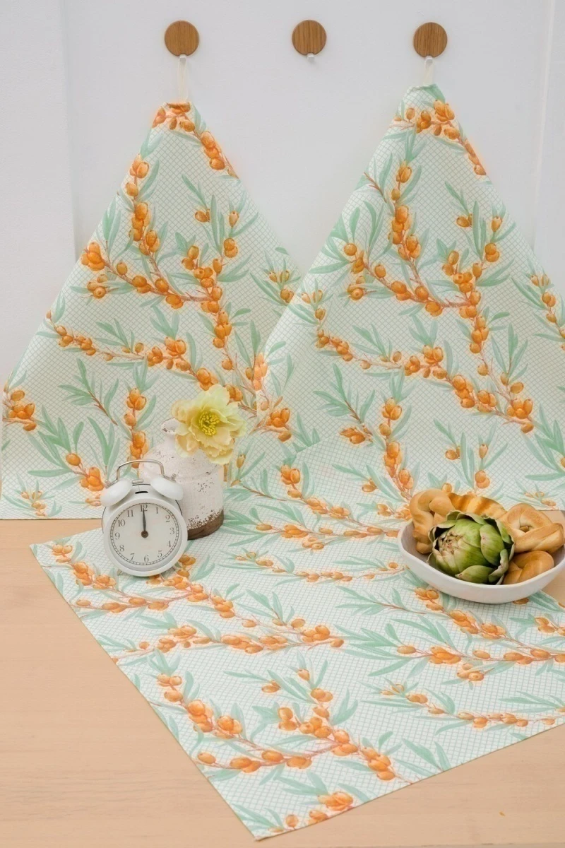 Полотенце кухонное Облепиха набор из 3шт (светло-бежевый)