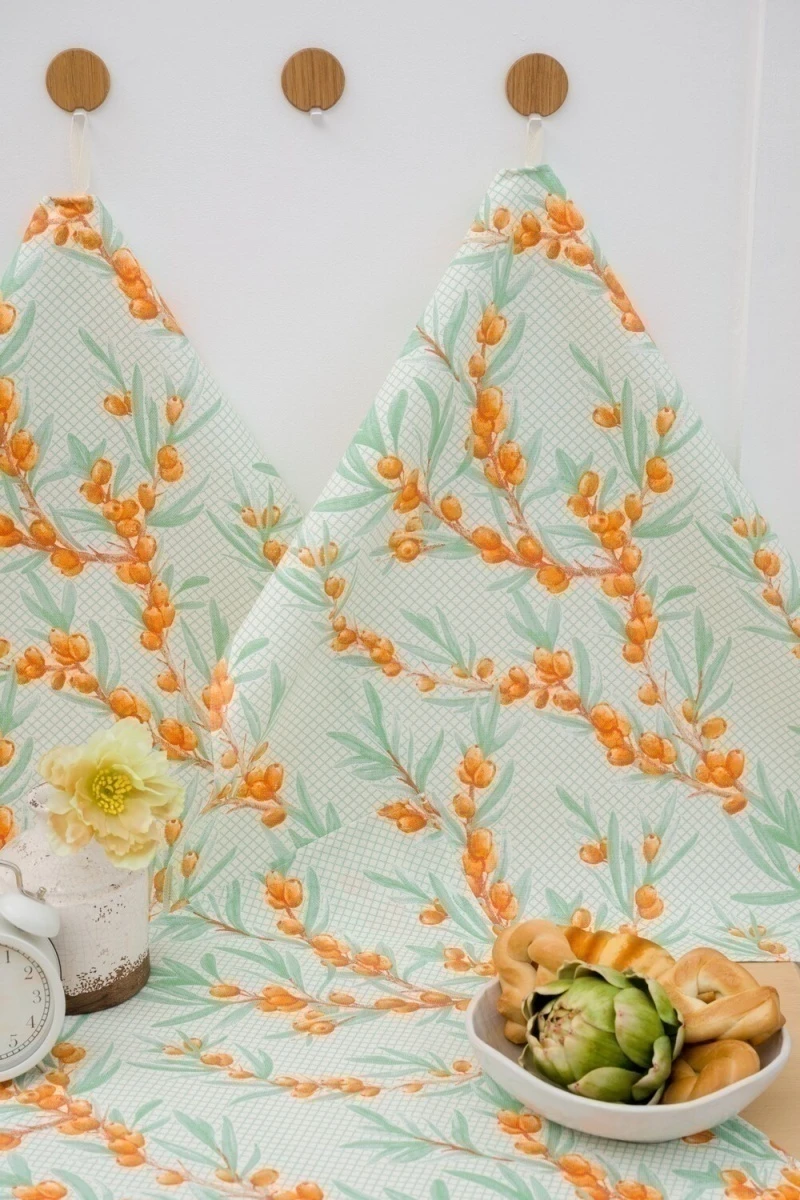 Полотенце кухонное Облепиха набор из 3шт (светло-бежевый)