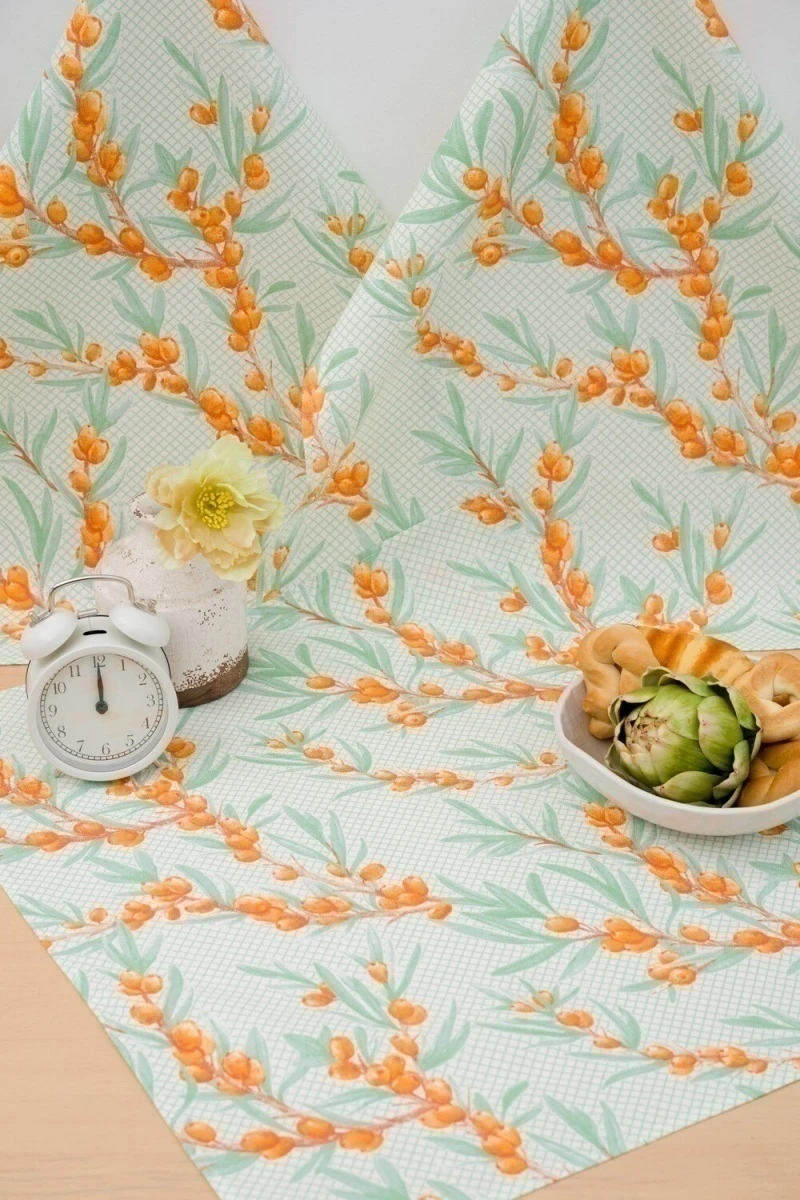 Полотенце кухонное Облепиха набор из 3шт (светло-бежевый)