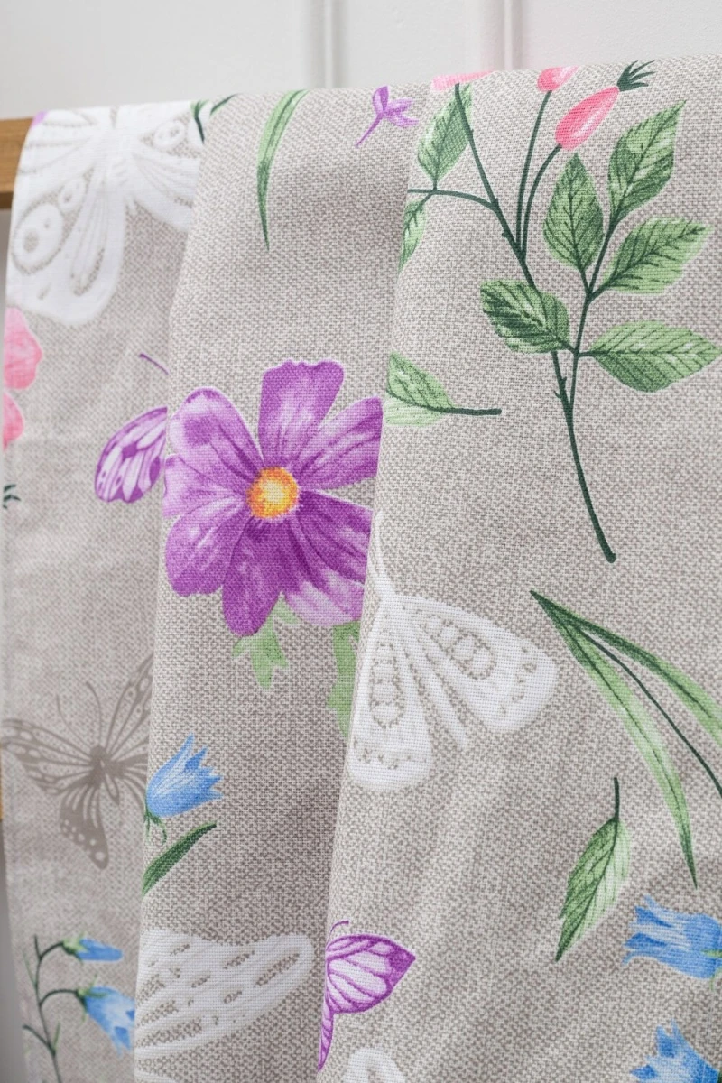 Полотенце кухонное Бабочки и цветы (серый)