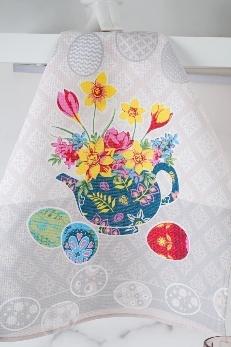 Полотенце кухонное Пасхальное дерево (серый+бежевый)