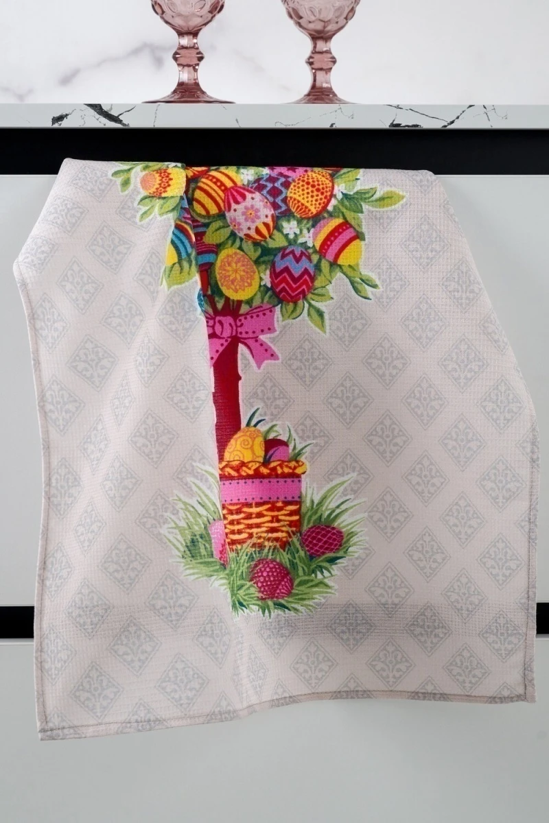 Полотенце кухонное Пасхальное дерево (серый+бежевый)