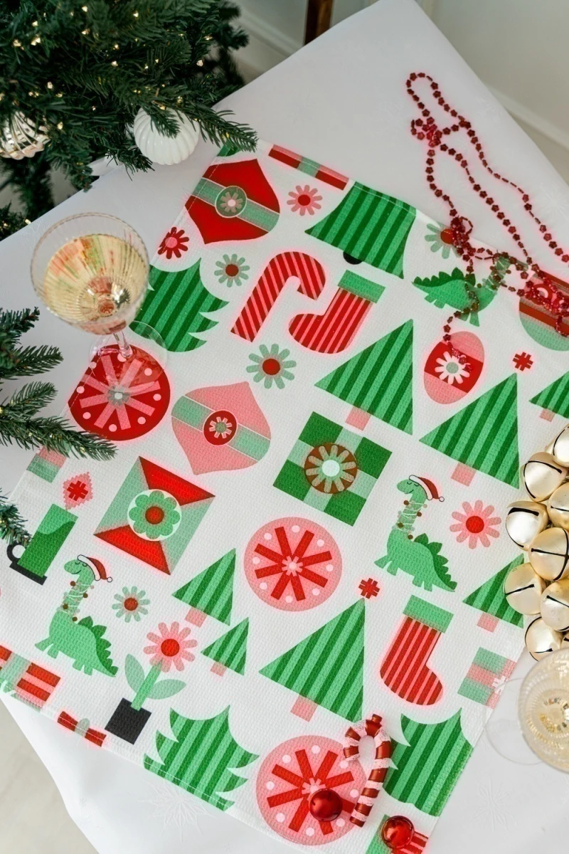 Полотенце кухонное Новогодняя мозайка (зеленый)