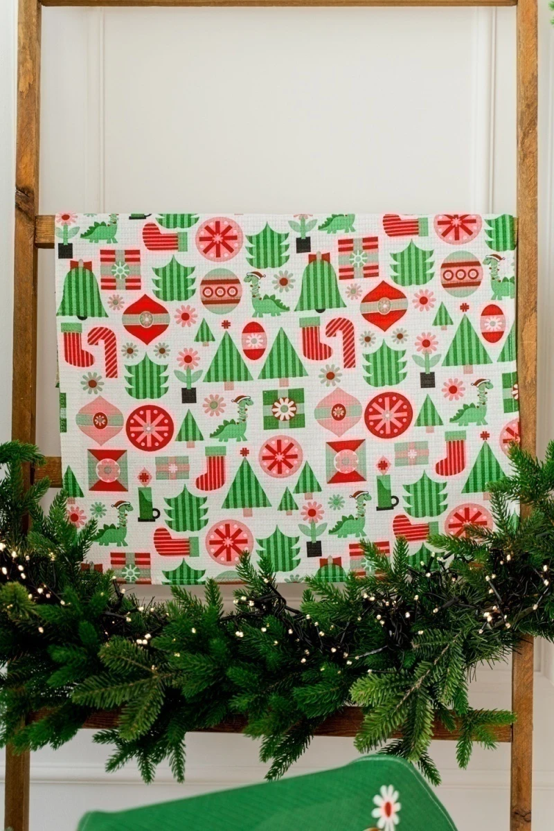 Полотенце кухонное Новогодняя мозайка (зеленый)