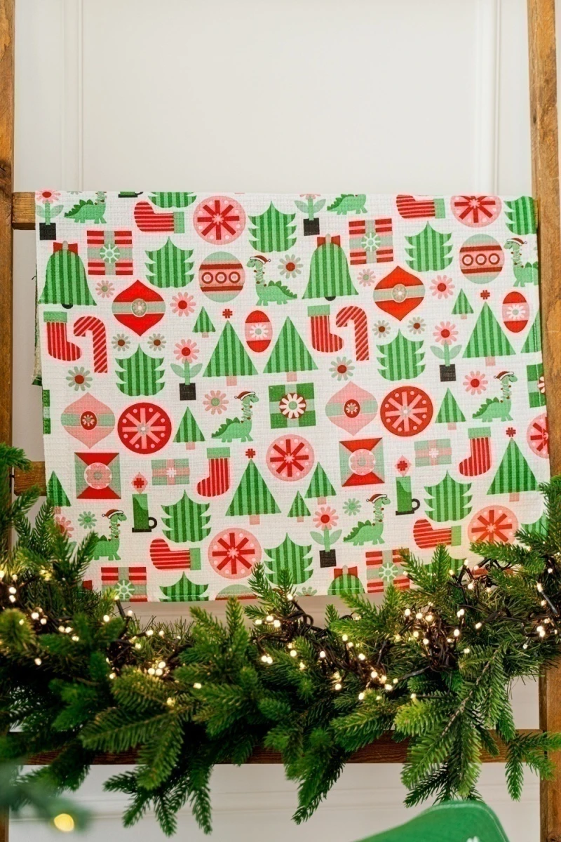 Полотенце кухонное Новогодняя мозайка (зеленый)