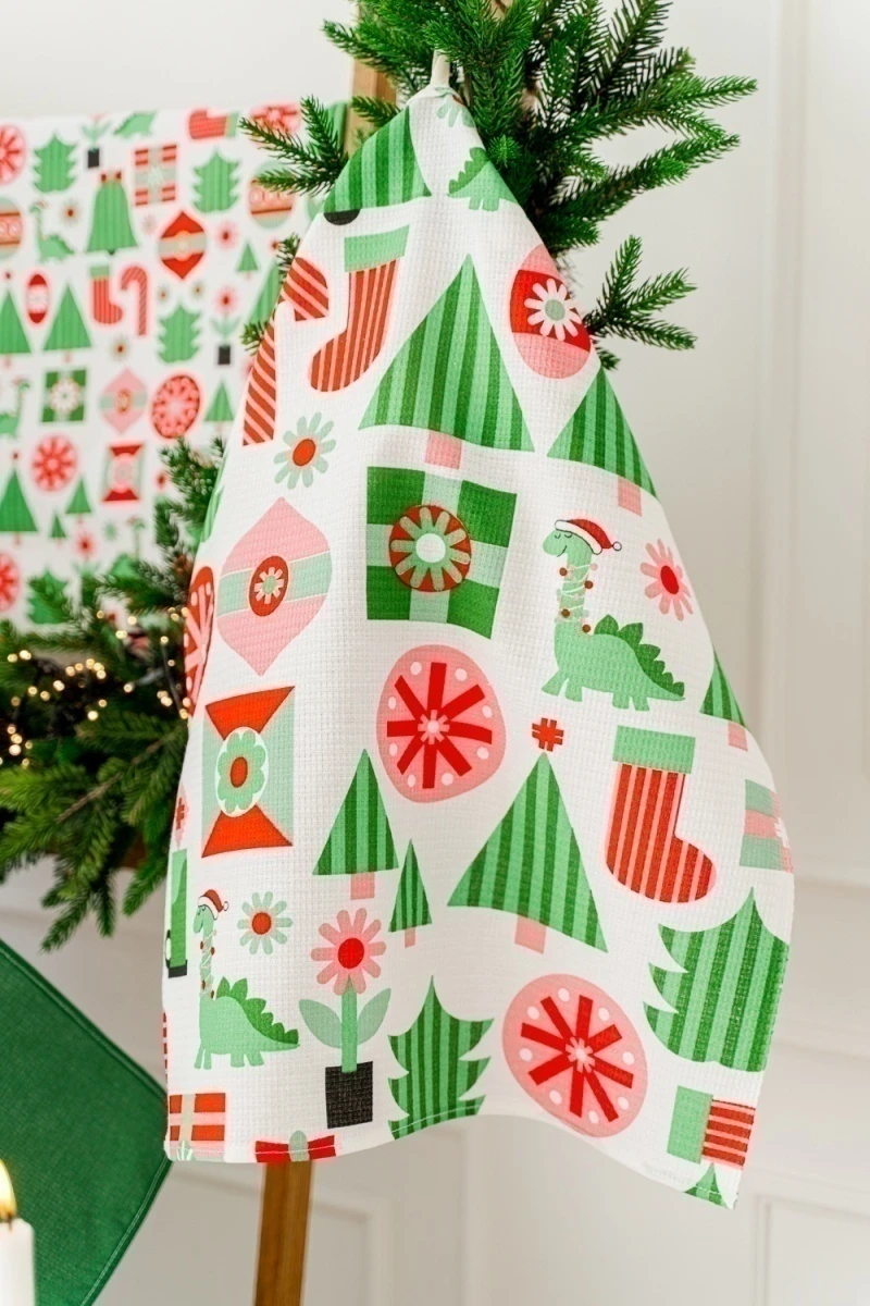 Полотенце кухонное Новогодняя мозайка (зеленый)