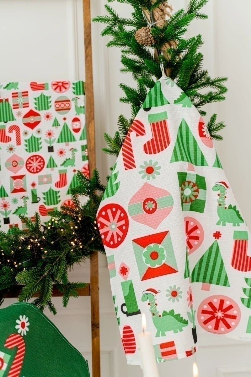 Полотенце кухонное Новогодняя мозайка (зеленый)