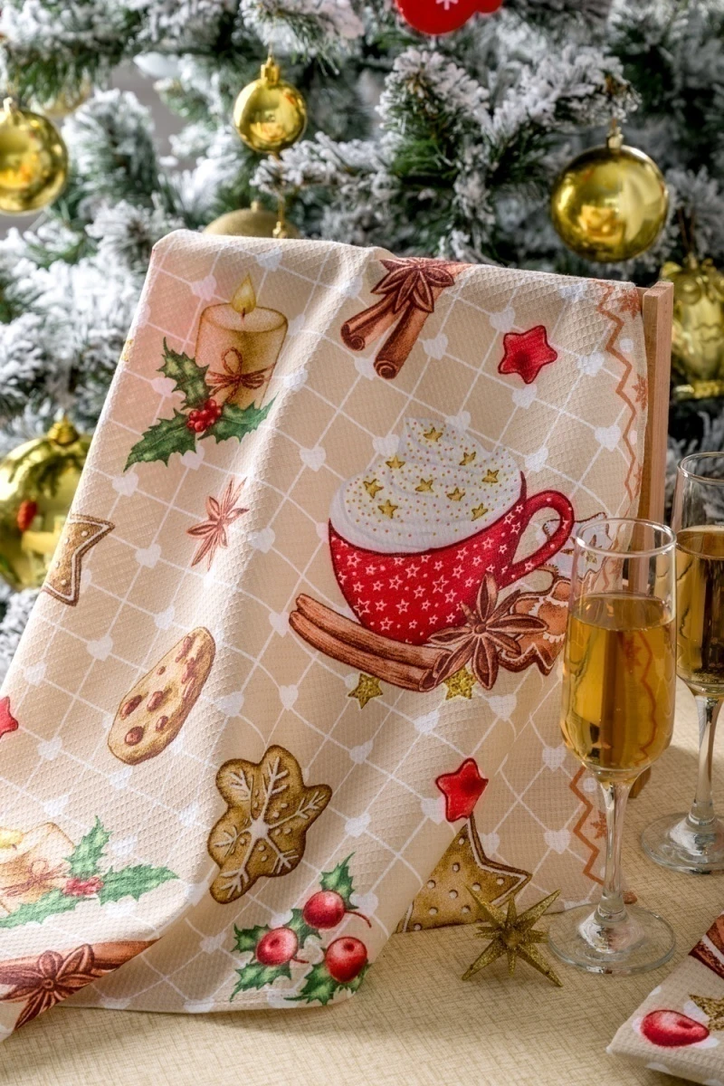 Полотенце кухонное Уютный вечер (бежевый)