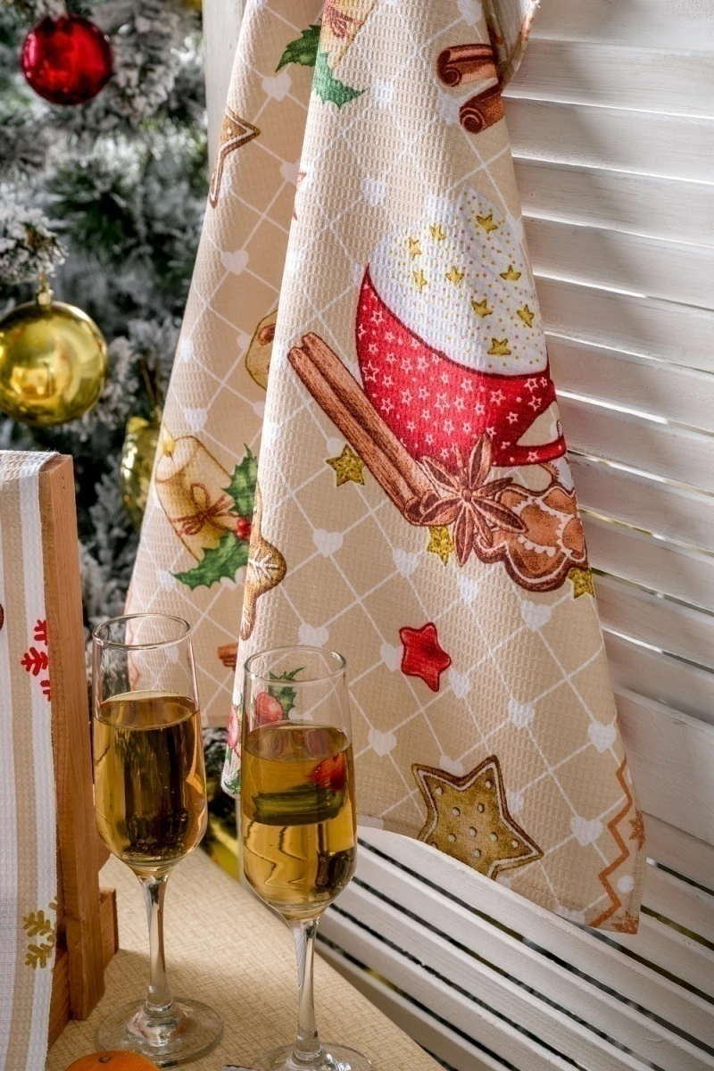 Полотенце кухонное Уютный вечер (бежевый)