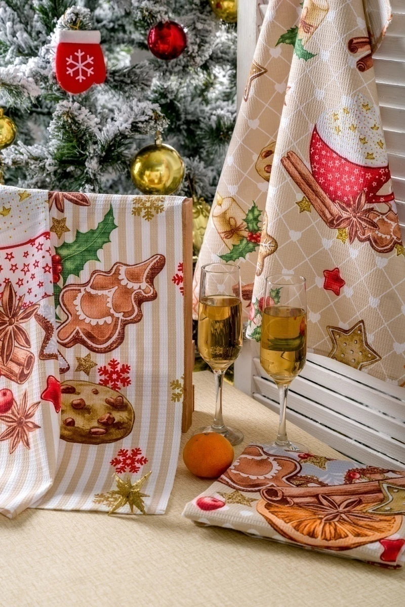 Полотенце кухонное Уютный вечер (бежевый)