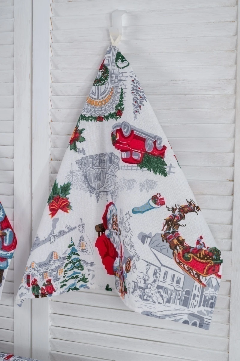 Полотенце кухонное Снежная зима (белый)