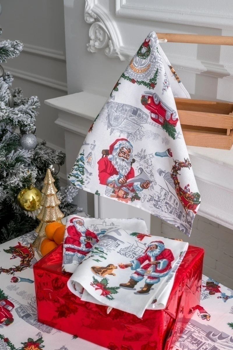 Полотенце кухонное Снежная зима (белый)