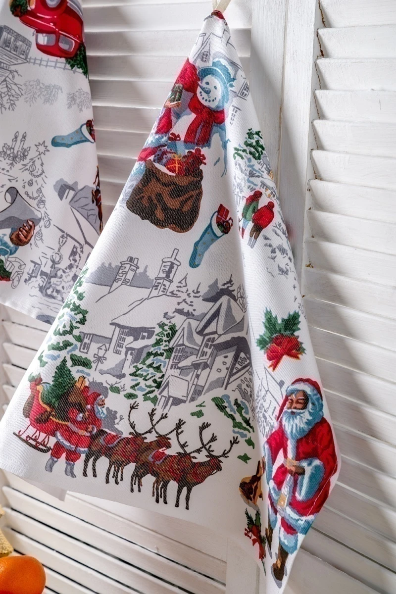 Полотенце кухонное Снежная зима (белый)