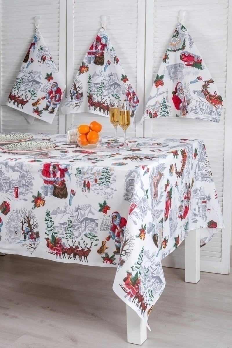 Полотенце кухонное Снежная зима (белый)